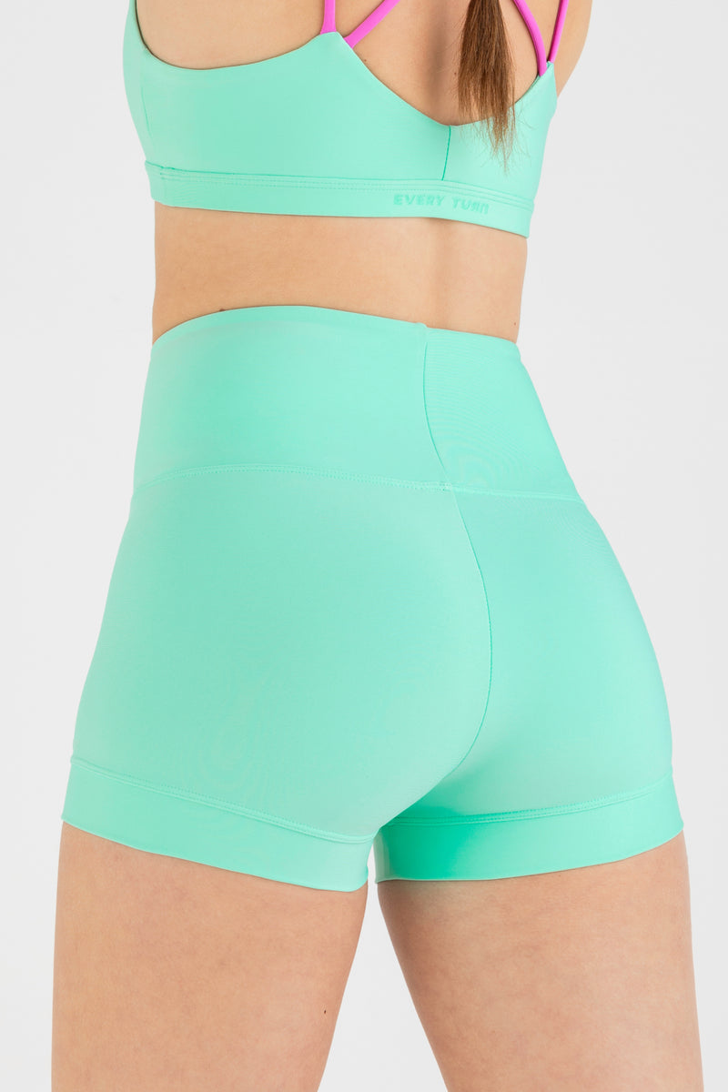 Hi-Waisted Short in Mint Candy  - Back Up Close