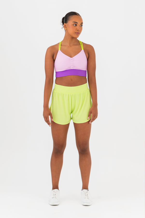 Every Turn Wrap It Up Short  In Yellow Zing, Stretch Waistband, Front View.